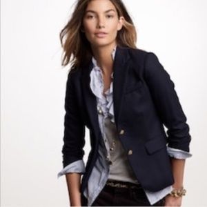 J Crew Navy Linen Schoolboy Blazer